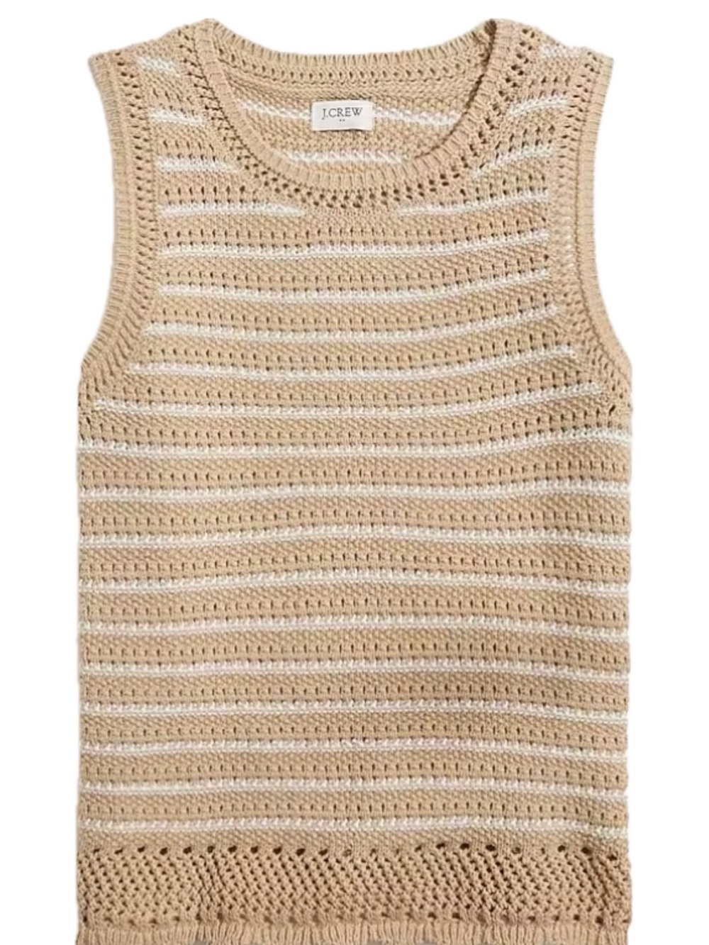 J. Crew Beige and White Crocheted Sleeveless Knit Tank